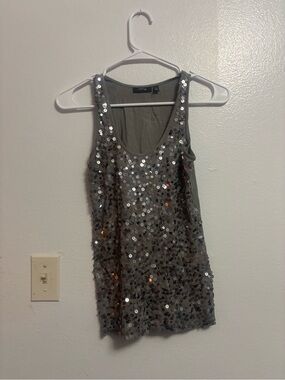 Apt. 9 Gunmetal Sequin Tank Top